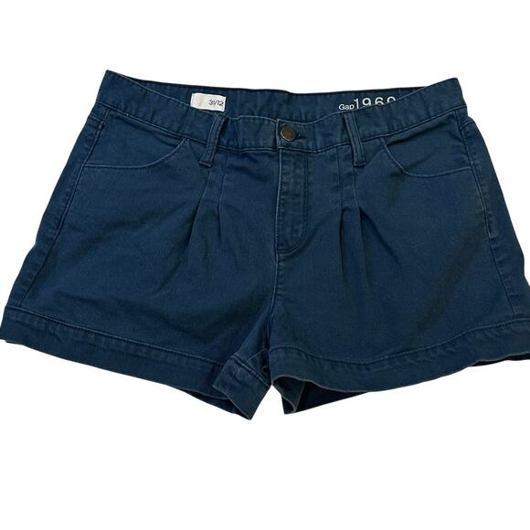 Gap Pleated Front Shorts sz 12 Gap Navy Blue Chino Shorts - Picture 1 of 7